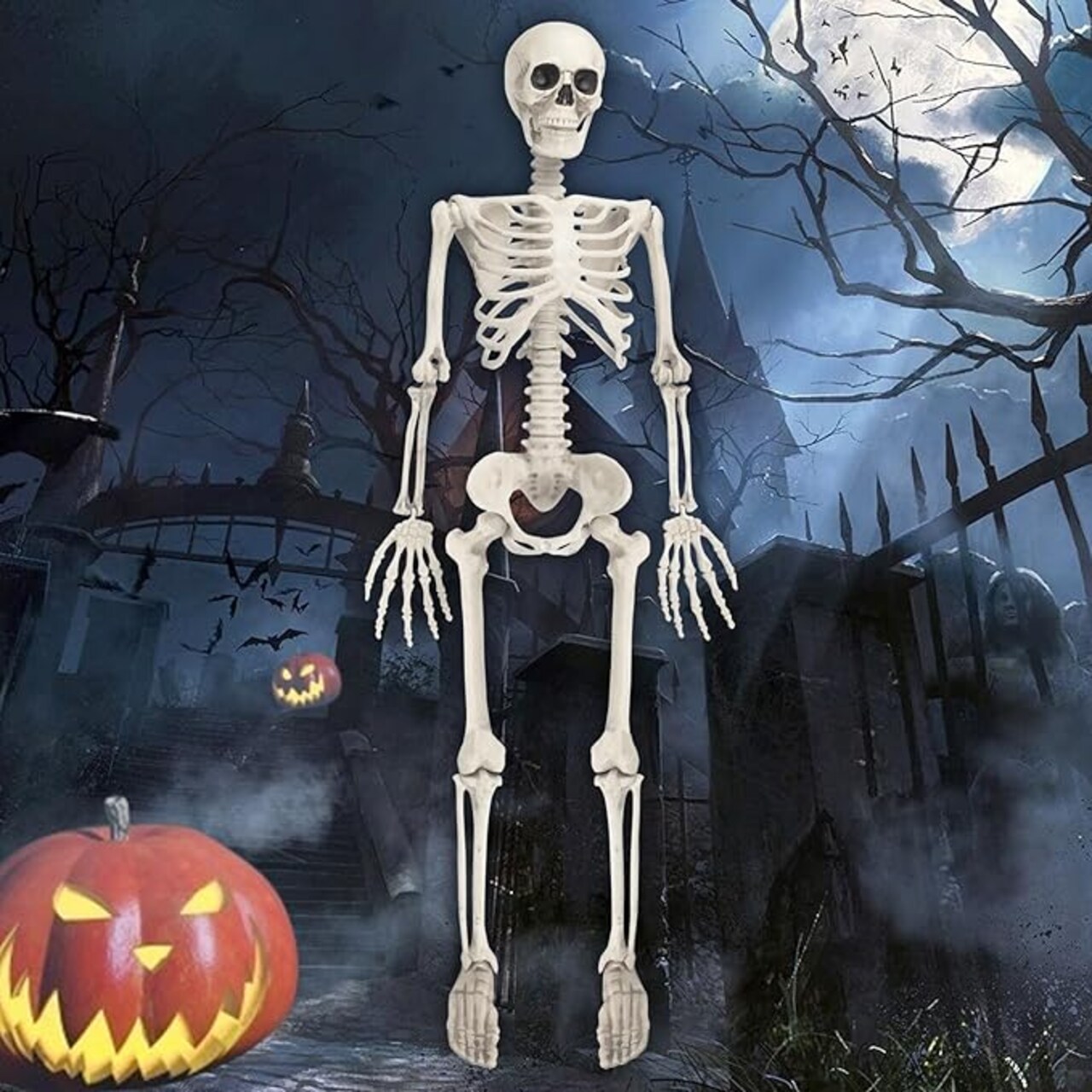 3 FT Halloween Skeleton - 36”Tall Full Body Halloween Skeleton with Movable Joints for Haunted House Graveyard Indoor and Outdoor Decor/Halloween Decoration